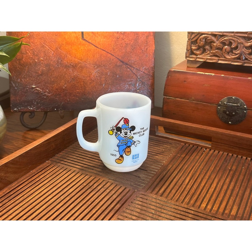 Vintage Anchor Hocking Mickey Mouse Club 1955 Milk Glass Mug Pepsi Collector - Picture 2 of 10